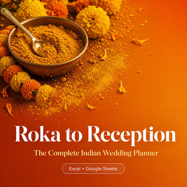 Roka to Reception - The Complete Indian Wedding Planner (Excel + Google Sheets)